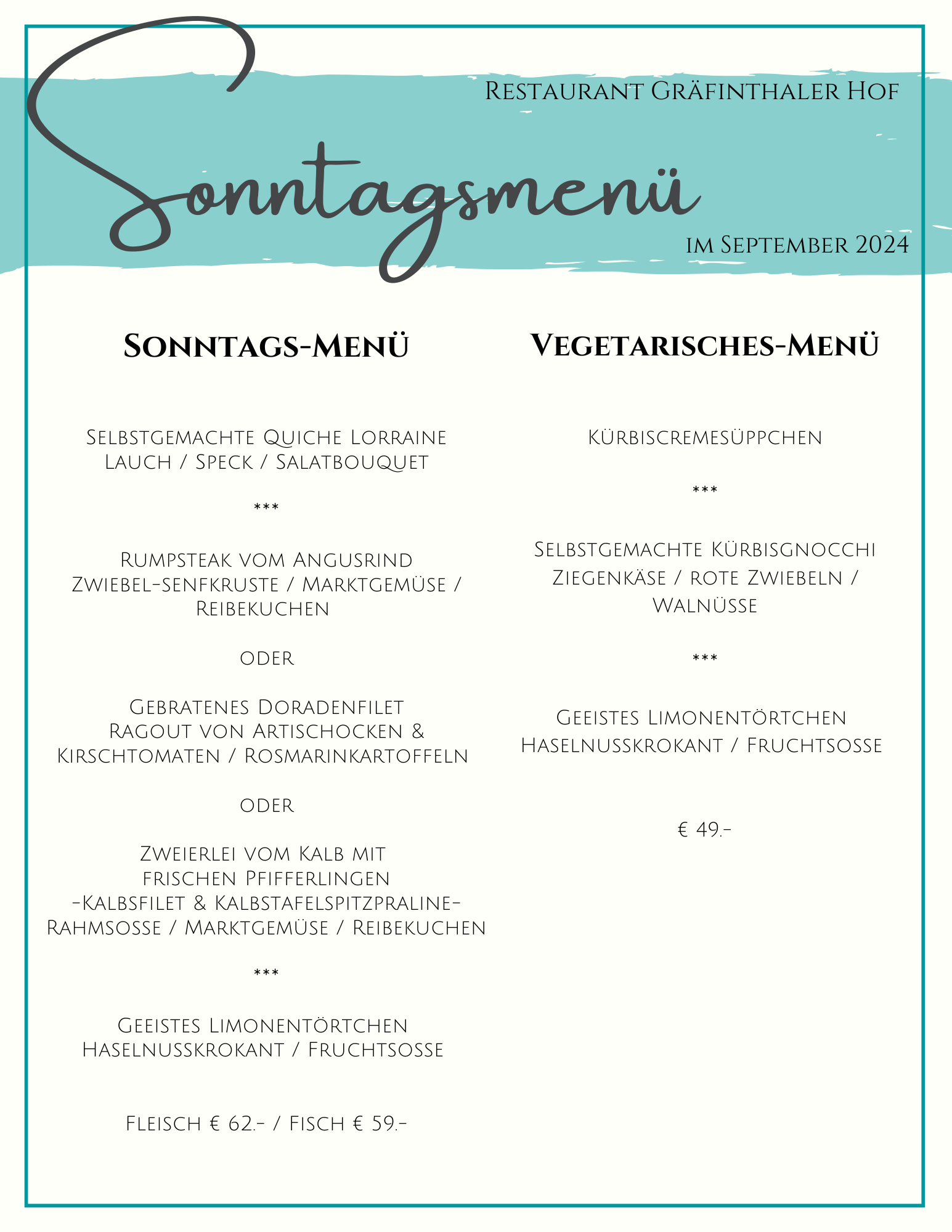 Sonntagsmenü SEPTEMBER